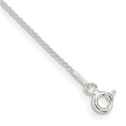 1mm Round Chain Sterling Silver Anklet