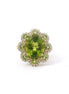 14K Yellow Gold Diamond And Peridot Flower Shaped Fashion Ring