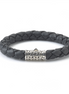 Samuel B Men's Keranjang Sterling Silver Black Leather Bracelet
