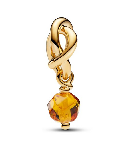 Pandora Moments November Birthstone Faceted Honey Eternity Circle Dangle Charm
