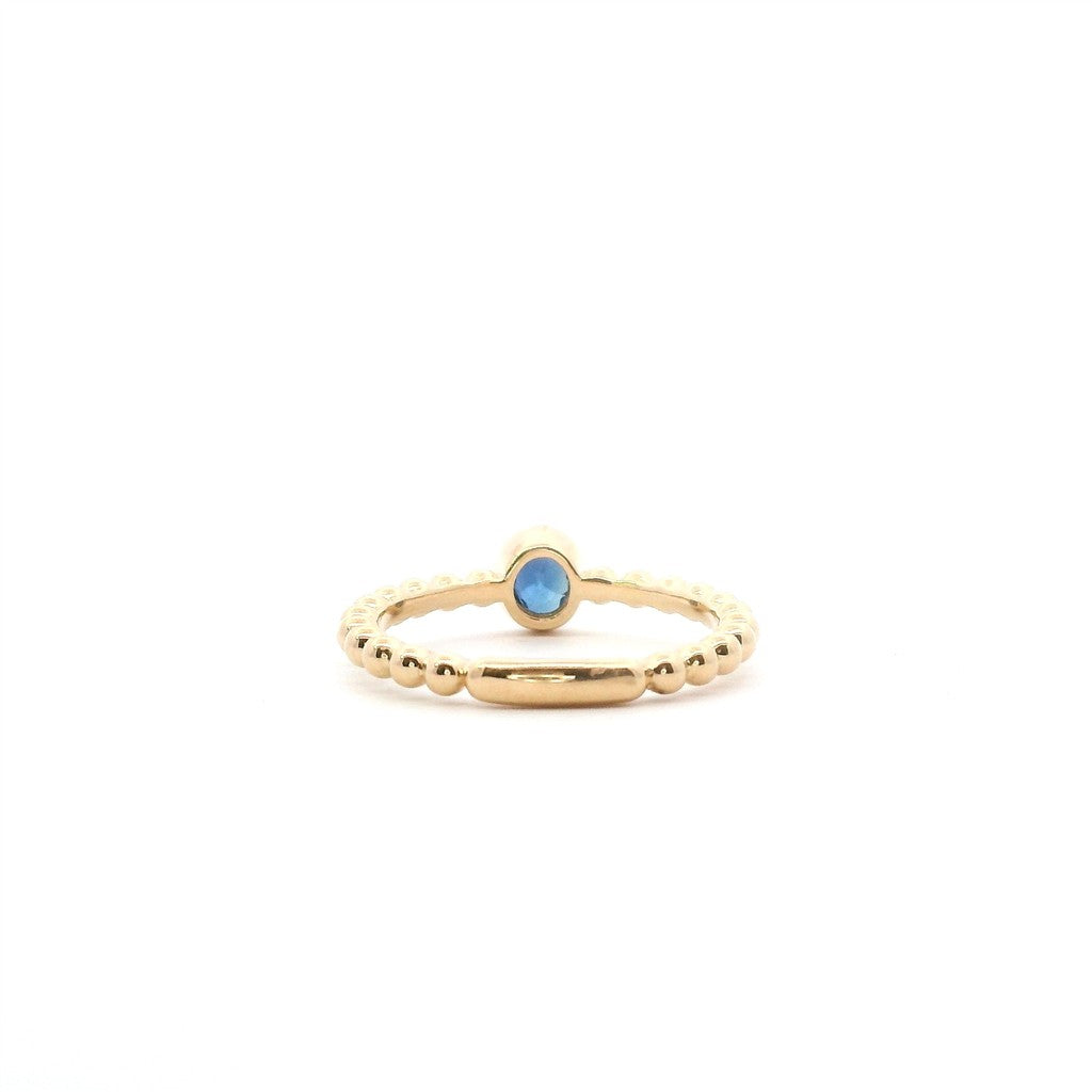 14K Yellow Gold Sapphire Beaded Stackable Fashion Ring