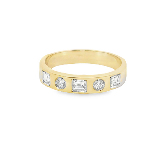 14k Yellow Gold And Multi-Shaped 0.46 CTW Diamond Ring