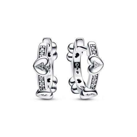 Pandora Moments Radiant Sparkling Hearts Hoop Earrings