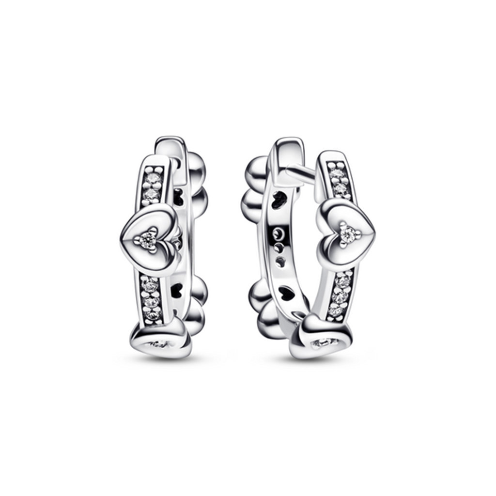 Pandora Moments Radiant Sparkling Hearts Hoop Earrings
