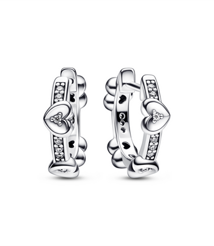 Pandora Moments Radiant Sparkling Hearts Hoop Earrings