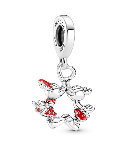 Pandora Disney Mickey Mouse & Minnie Mouse Kissing Dangle Charm
