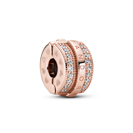Pandora Sparkling Pavé Lines & Logo Clip Charm