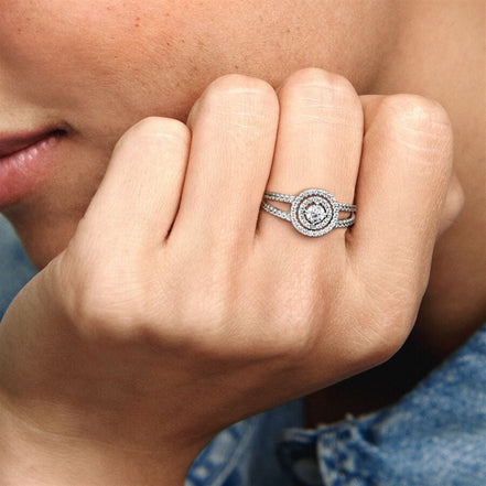 Pandora Timeless Sparkling Double Halo Ring Size 5