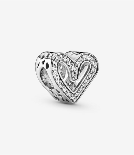 Pandora Timeless  Sparkling Freehand Heart Charm