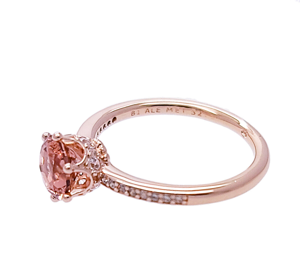 Pandora Moments Pink Sparkling Crown Solitaire Ring Size 7.5