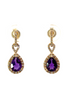 Ladies 14K Yellow Gold Amethyst And Diamond Dangle Earrings