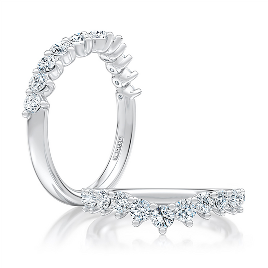 A.JAFFE 14K Gold V-Curved Diamond Pavé Wedding Band