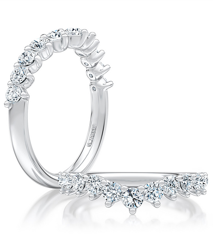 A.JAFFE 14K Gold V-Curved Diamond Pavé Wedding Band