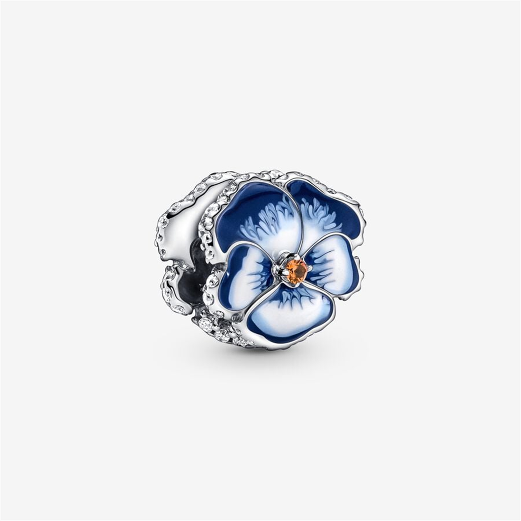 Pandora Moments Blue Pansy Flower Charm