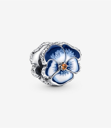 Pandora Moments Blue Pansy Flower Charm