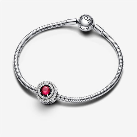Pandora Moments  Red Sparkling Leveled Round Charm