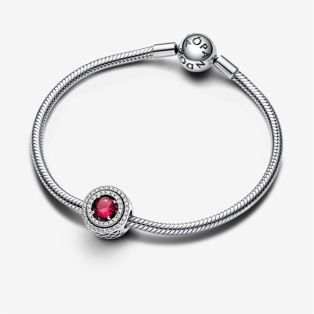 Pandora Moments  Red Sparkling Leveled Round Charm