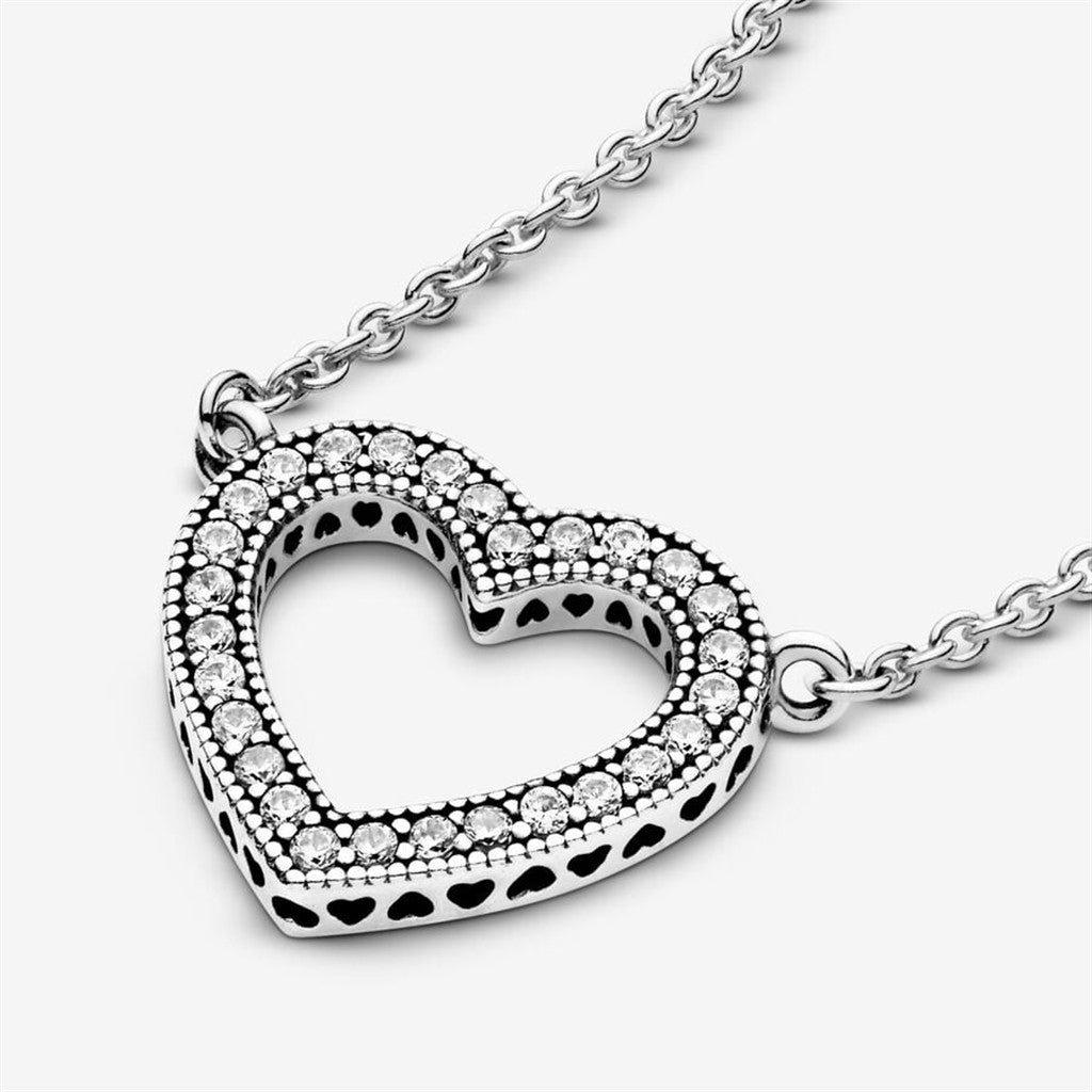 Pandora Timeless Sparkling Open Heart Necklace 45 cm