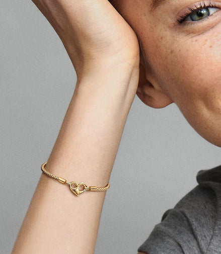 Pandora Moments 14K Gold-Plated Studded Chain Bracelet Size 17