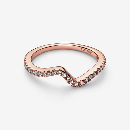 Pandora Timeless Sparkling Wave Ring Size 6