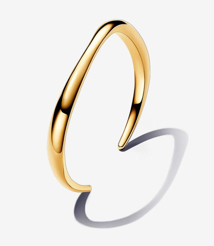 Pandora Essence 14K Gold-Plated Organically Shaped Open Bangle Size 3