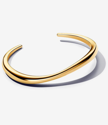 Pandora Essence 14K Gold-Plated Organically Shaped Open Bangle Size 3