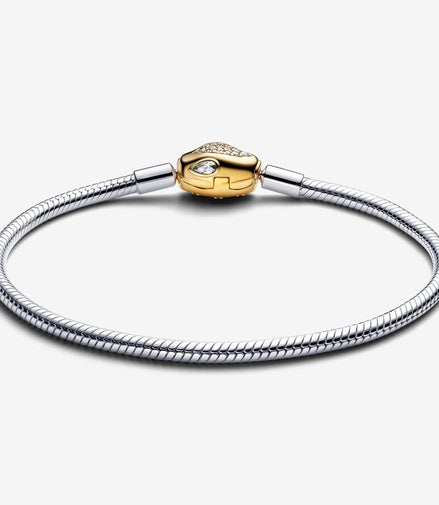 Pandora Moments Snake Clasp And Chain Bracelet Size 18