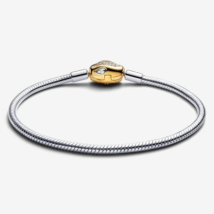 Pandora Moments Snake Clasp And Chain Bracelet Size 18