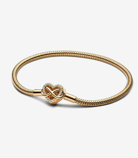 Pandora Moments Sparkling Infinity Heart Clasp Snake Chain Bracelet Size 18