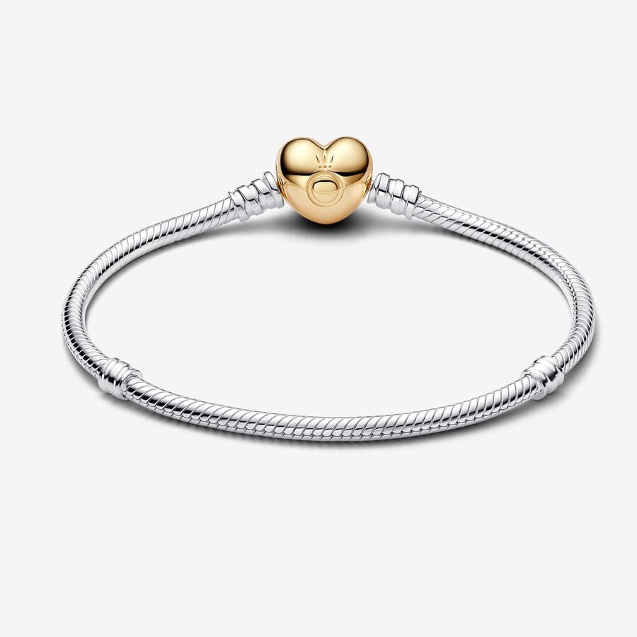 Pandora Moments Heart Clasp Snake Chain Bracelet Size 17