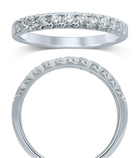 14K White Gold 0.50 CTW Diamond French Pave' Set Half Eternity Band