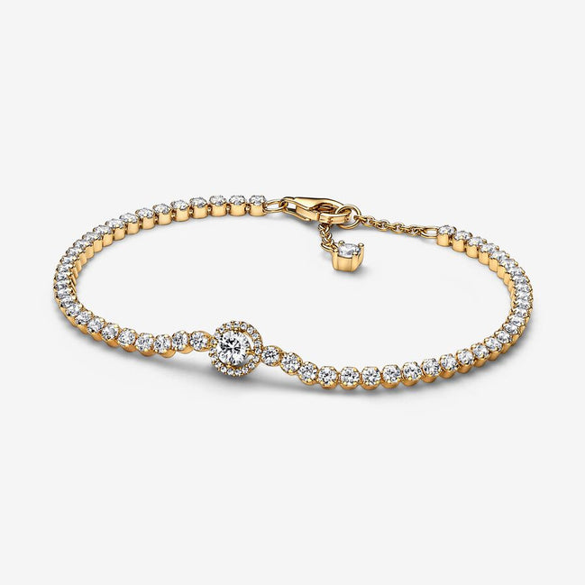 Pandora Timeless Sparkling Halo Tennis Bracelet Size 18