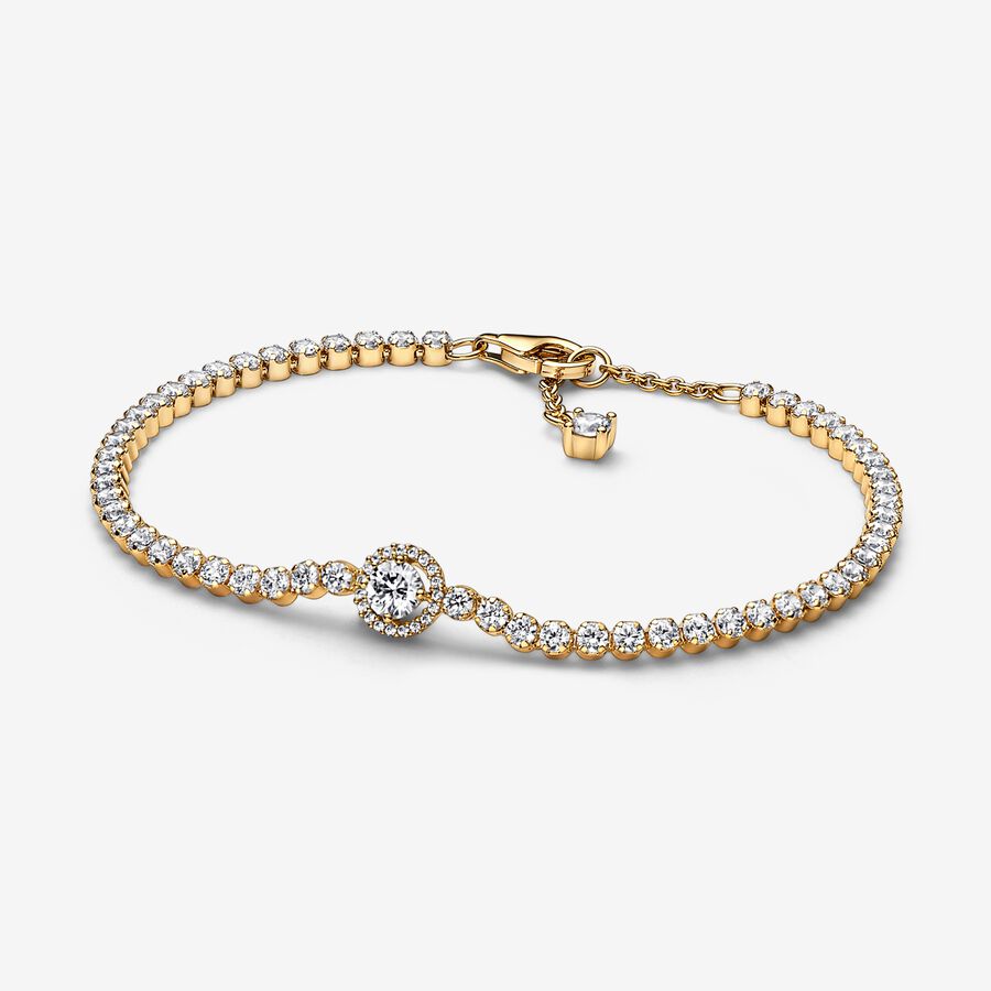 Pandora Timeless Sparkling Halo Tennis Bracelet Size 18