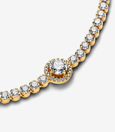 Pandora Timeless Sparkling Halo Tennis Bracelet Size 18