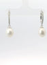 14K White Gold Diamond & Pearl Drop Dangle Earrings