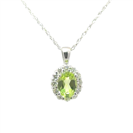 Ladies Peridot 14k White Gold Pendant Necklace