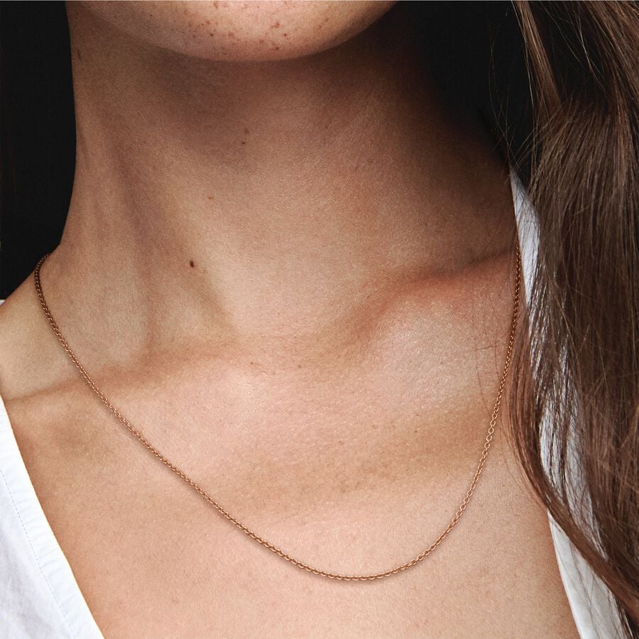 Pandora Moments Rose Gold Plated Classic Cable Chain Necklace 45 cm