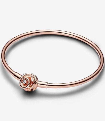 Pandora Moments Rose Encircled Clasp Bangle Size 19