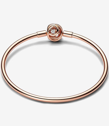 Pandora Moments Rose Encircled Clasp Bangle Size 19