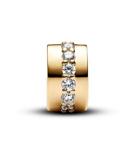 Pandora Moments Clear Sparkling Row Clip Gold-Plated Charm