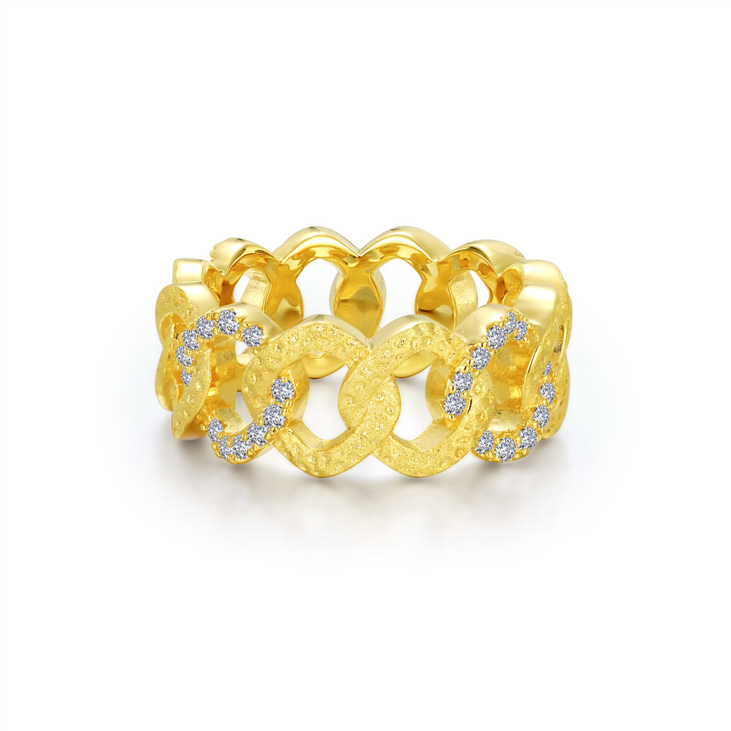 LaFonn Brushed Gold Plated 0.48 CTW Simulated Diamond Interlocking Circles Eternity Band Size 8