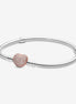Pandora Moments Pavé Heart Clasp Snake Chain Bracelet Size 18