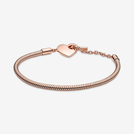 Pandora Moments Heart T-Bar Snake Chain Bracelet Size 18