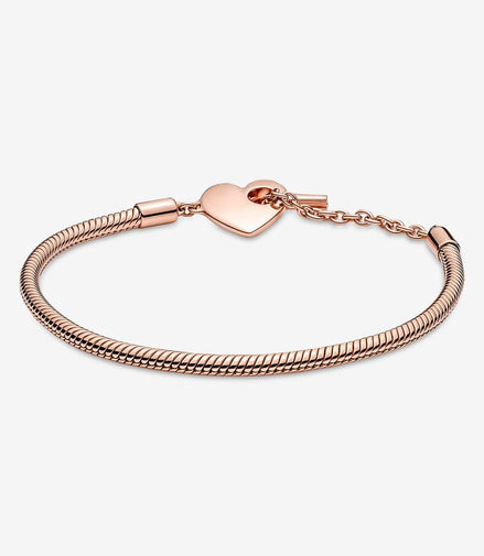 Pandora Moments Heart T-Bar Snake Chain Bracelet Size 18