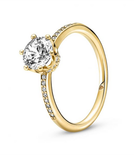 Pandora Clear Sparkling Crown Solitaire Ring Size 6