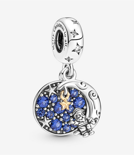 Pandora Moments Santa Claus On The Moon Double Dangle Charm