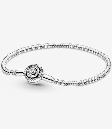 Pandora Moments Sparkling Halo Snake Chain Bracelet Size 19