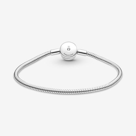 Pandora Moments Sparkling Halo Snake Chain Bracelet Size 19