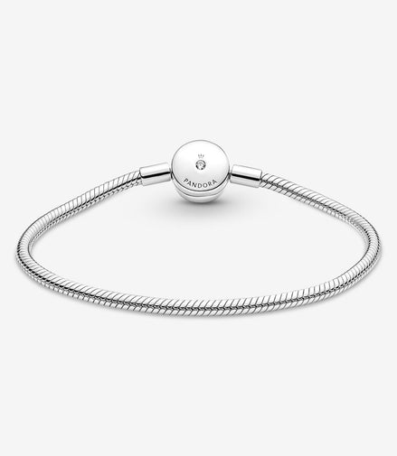 Pandora Moments Sparkling Halo Snake Chain Bracelet Size 19