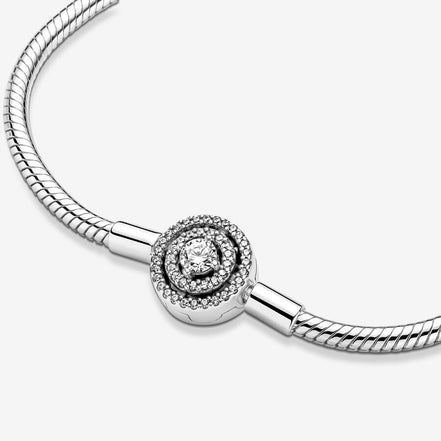 Pandora Moments Sparkling Halo Snake Chain Bracelet Size 19